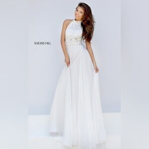 White Sherri hill High Neck dress - FREE SHIPPING